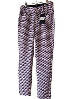Lohla Sport Womens "The Madison Print" Knit Slim Ankle Golf Pant Size 2 Pink New